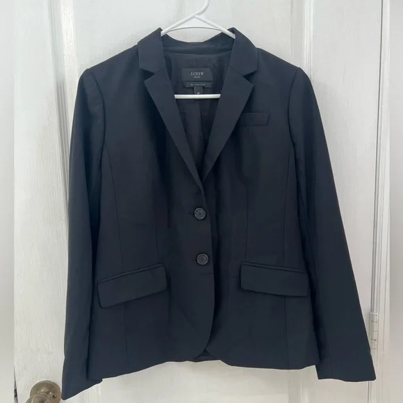 J.Crew 1035 Bi Stretch Wool Black Blazer (Size 6P) - Picture 4 of 14